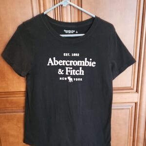 Abercrombie & Fitch Black 1892 Moose Graphic Women's Tee with White Print
